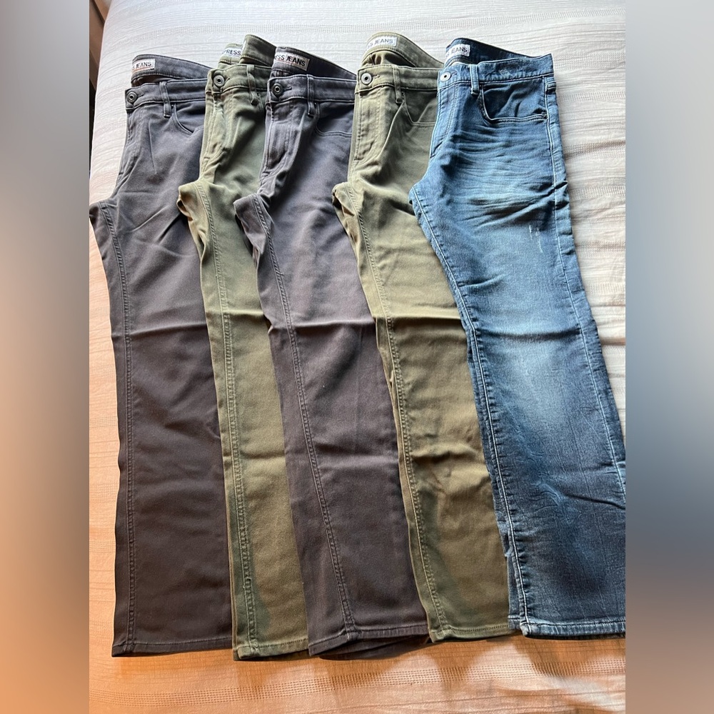 Express Men's Pants - Olive, Charcoal, Denim Blue